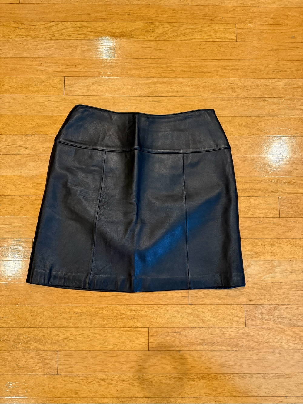 Classic Black Lambskin Leather Mini Skirt - Sleek Panel Detail